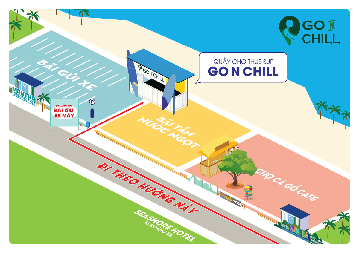 Sơ đồ chỉ đường chi tiết tới Quầy Go N Chill tại bãi Mân Thái